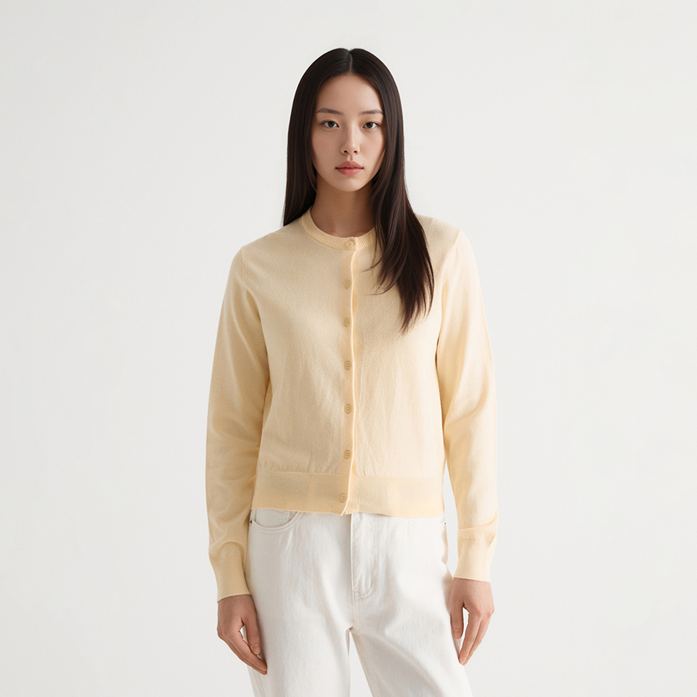 [슈퍼특가][스파오][소프트얀] 여성 라운드넥 카디건_SPCKG23W01