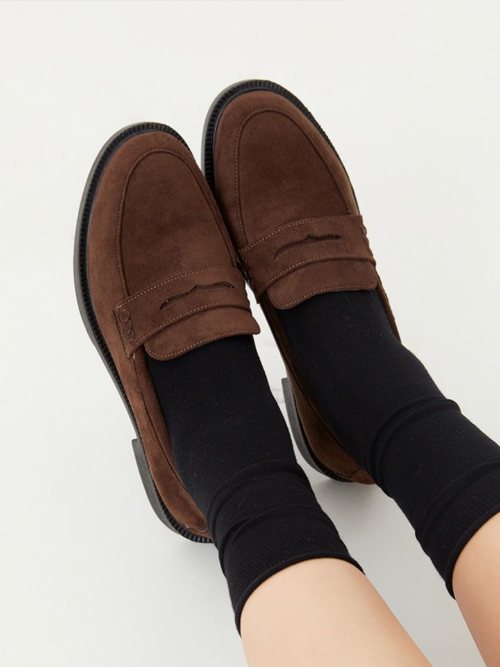 (출근/하객룩 추천) (신세틱 스웨이드) 라운드토 클래식 페니로퍼 3cm HPWWCFF901