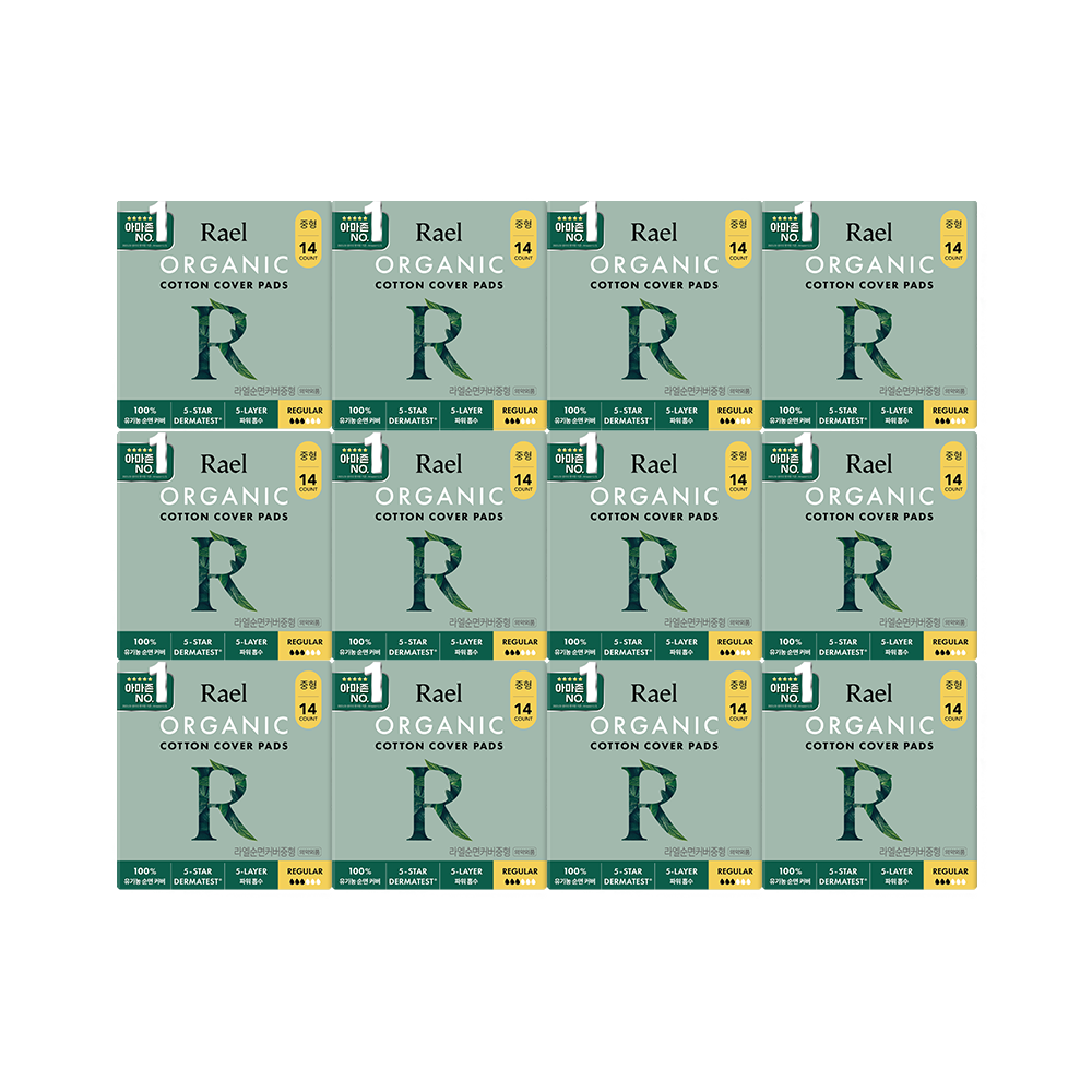편하고 자연스러운 유기농 순면 생리대, 중형 12팩으로 준비하세요!