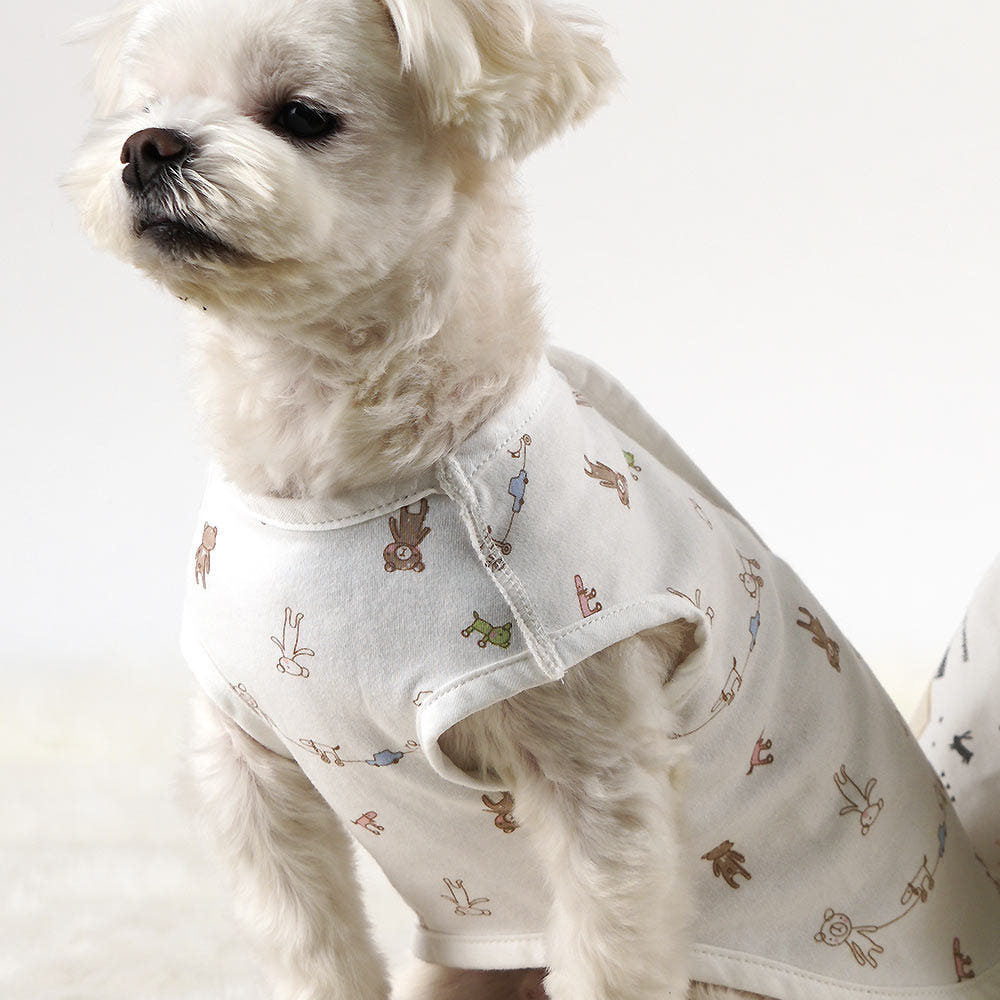 강아지 옷 조끼 오가닉 내복 실내복 노령견 잠옷 베이비곰 양면조끼 XS
