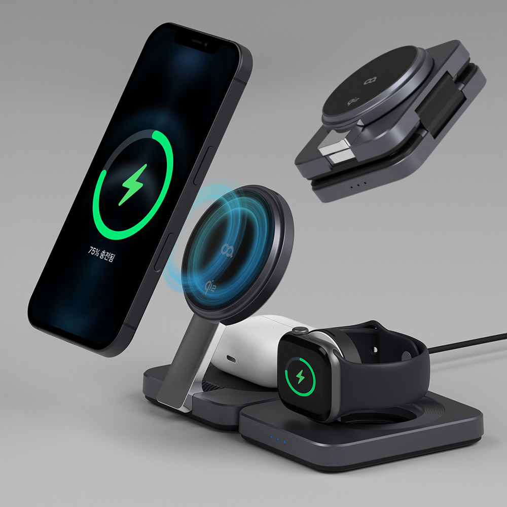 쉽고 편리하게 충전하는 멀티기기 거치대 추천, 오아 폴드Qi2 맥세이프