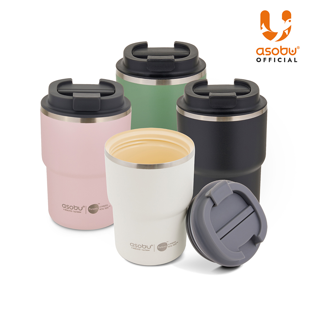 캐나다 아소부 세라믹코팅 스텐 보온보냉 퓨라믹 텀블러 커피익스프레스 360ml