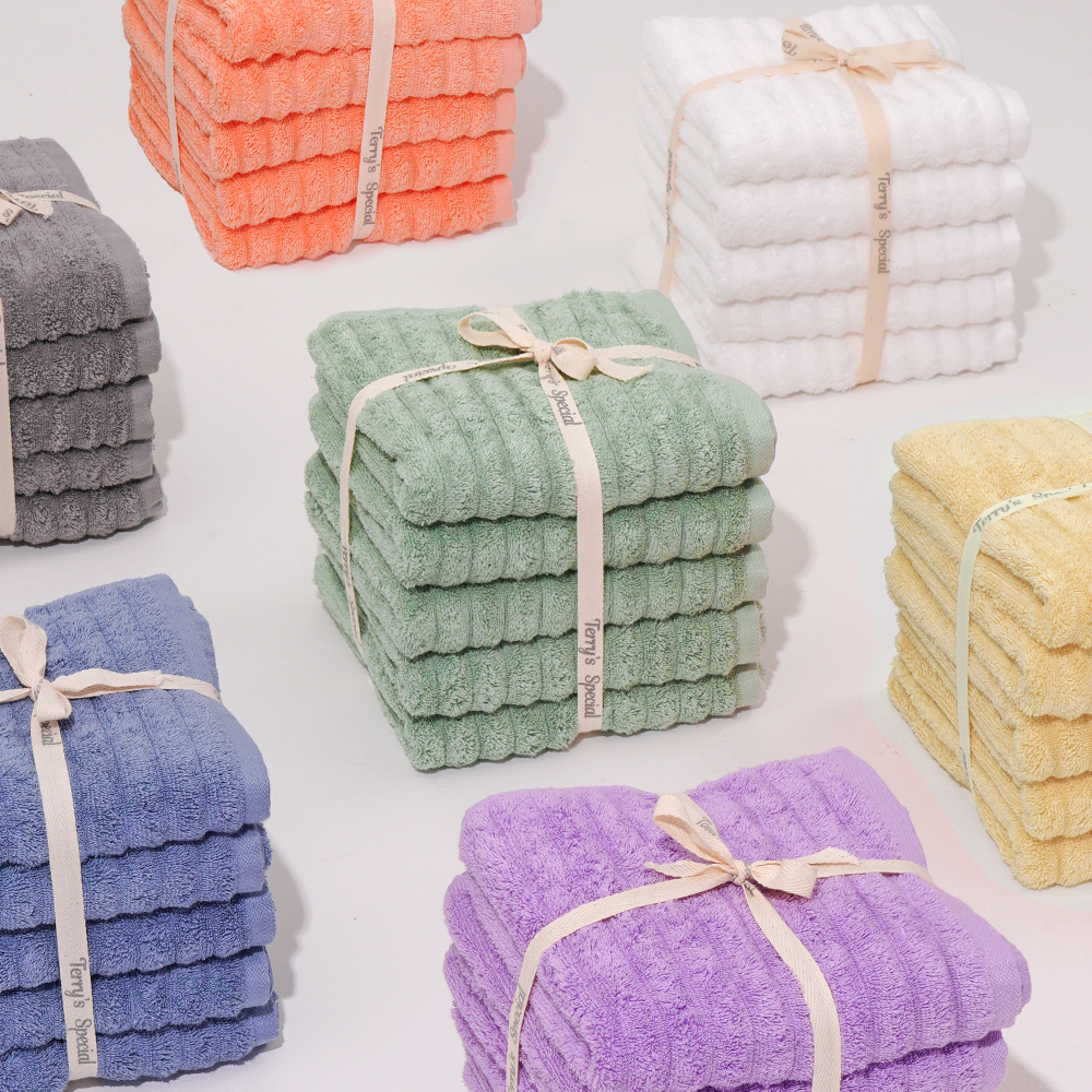 [네이버단독] 테리파머 고중량 200g 웨이브 볼륨 호텔 수건 5장+5장 샤워 페이스 타올 목욕 답례품 타월