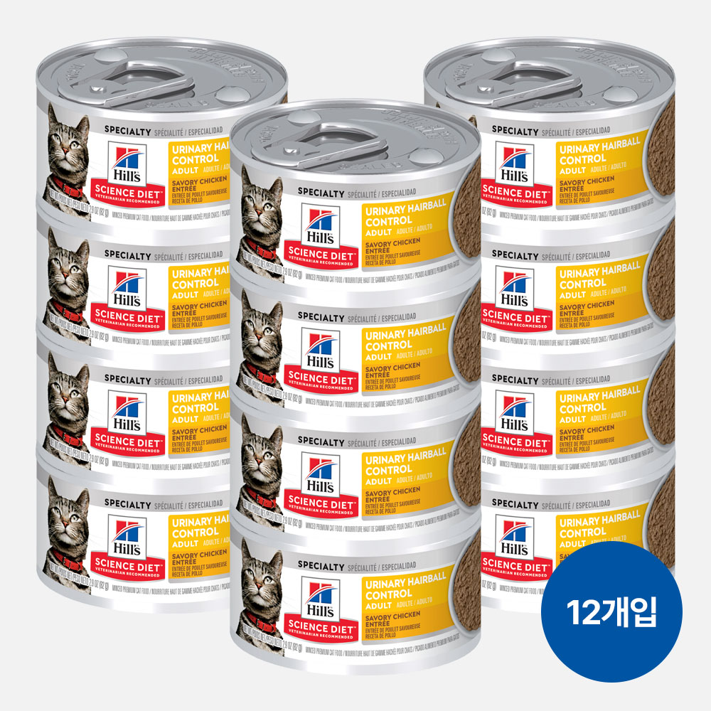 힐스 고양이사료 어덜트 유리너리 헤어볼 컨트롤 스튜 주식캔 82g X 12개