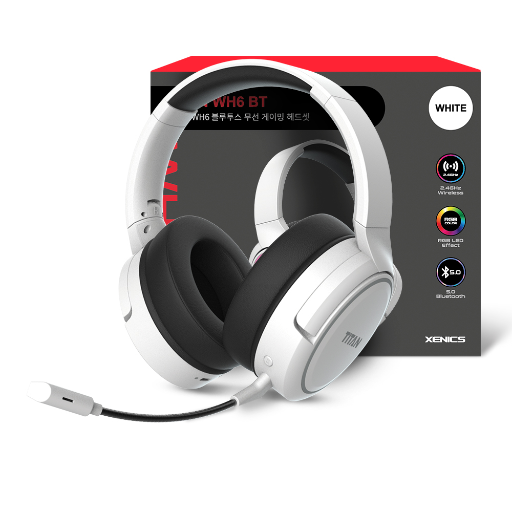 제닉스TITAN WH6BT 가상7.1채널 블루투스 2.4GHz 무선게이밍헤드셋