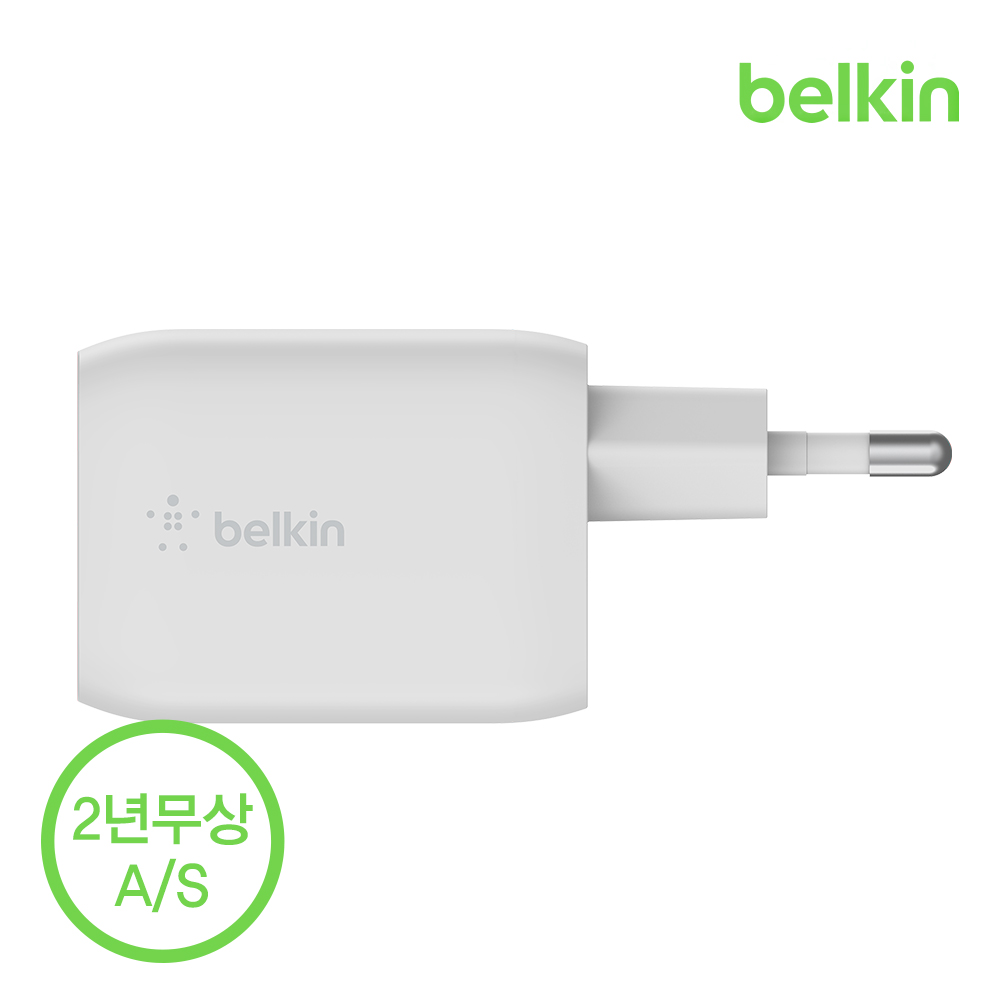 벨킨 65W 듀얼 C타입 PD 3.0 PPS GaN 고속 충전기 WCH013kr 아이폰17 16 15 14 13 12 갤럭시 S25 S24 맥북