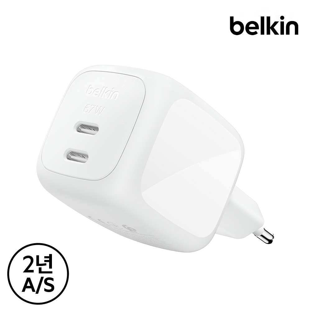 벨킨 67W 듀얼 C타입 GaN ZSP 초고속 충전기 WCH020 아이폰17 16 호환