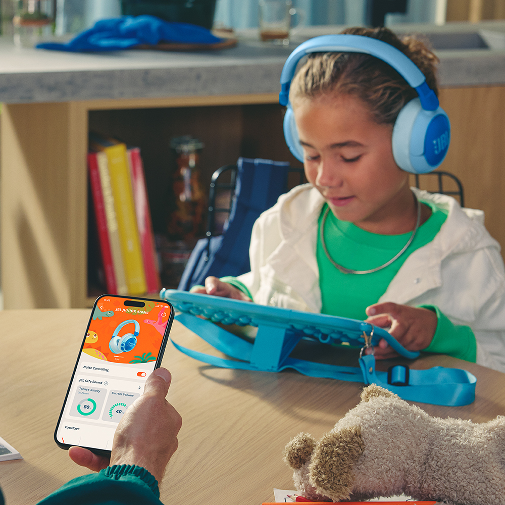 삼성공식파트너 JBL JR470NC 노이즈캔슬링 유무선 겸용 어린이헤드셋 블루