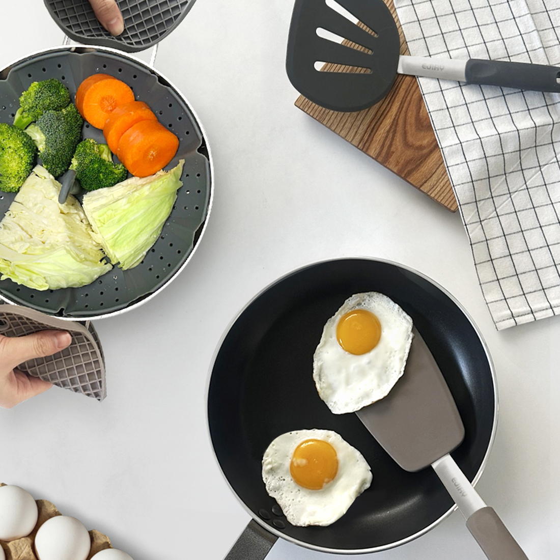 에지리 실리콘 냄비받침 중형, 브라운