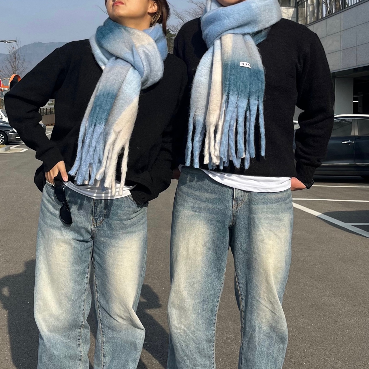 커플머플러 체크목도리 빅머플러 두꺼운목도리 목돌이