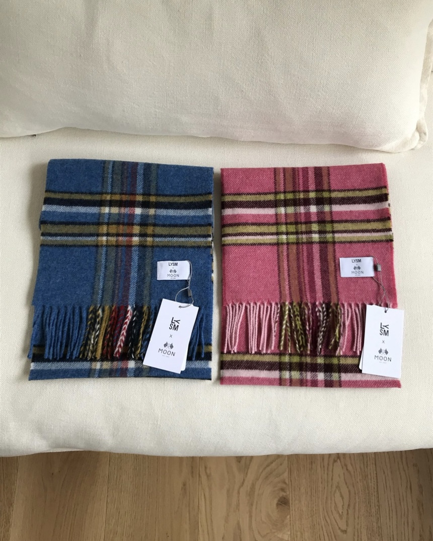 [일부당일] 러브유쏘머치 아브라함문 체크 머플러 울100 문 체크 목도리 (7c)