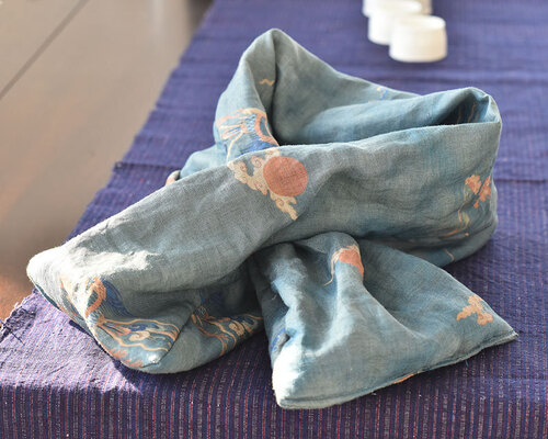 하마마스 린넨 누빔 매듭 머플러