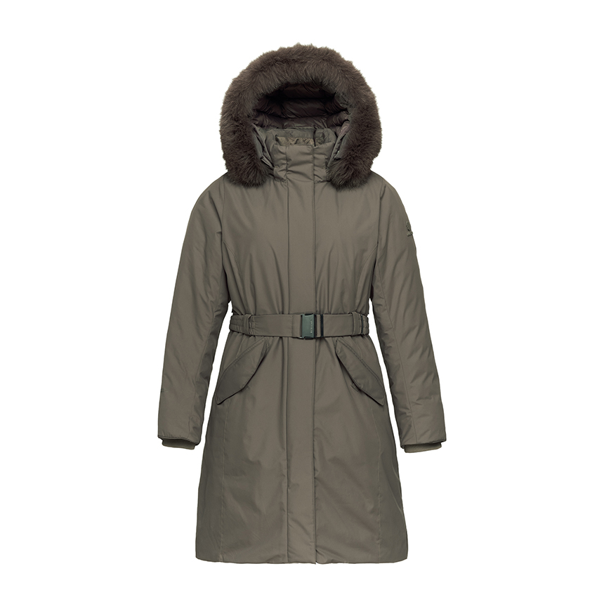 여성 구스롱다운 벨트 롱패딩 다운점퍼