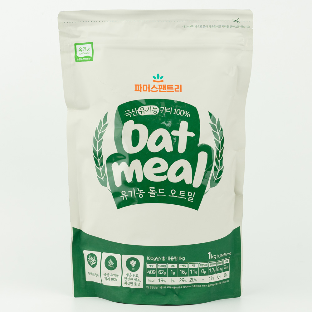 국산 유기농 포리지 오트밀 400g 롤드 퀵 오트 압착 귀리 아기 이유식 오버나이트 오나오