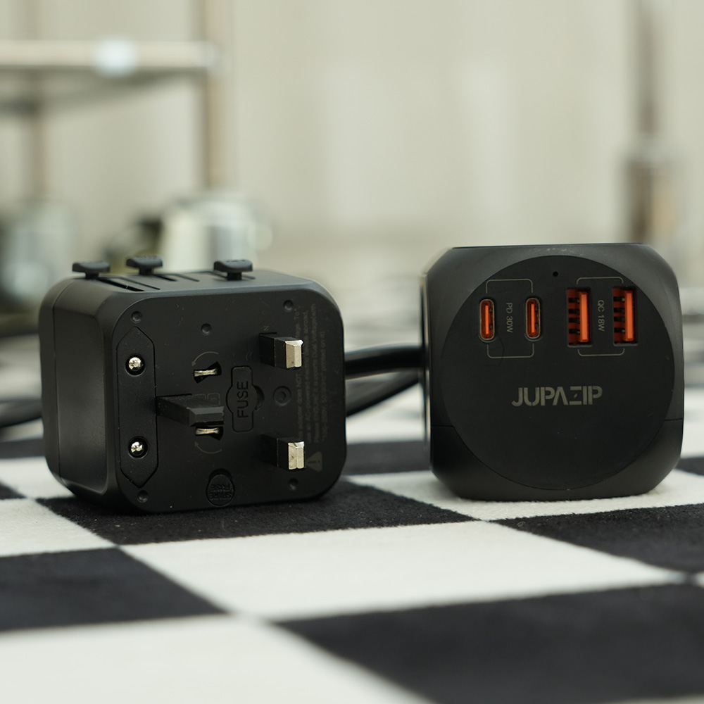 주파집 여행용 멀티탭 어댑터 AD500S 컴팩트 1.8m, 블랙, 1개