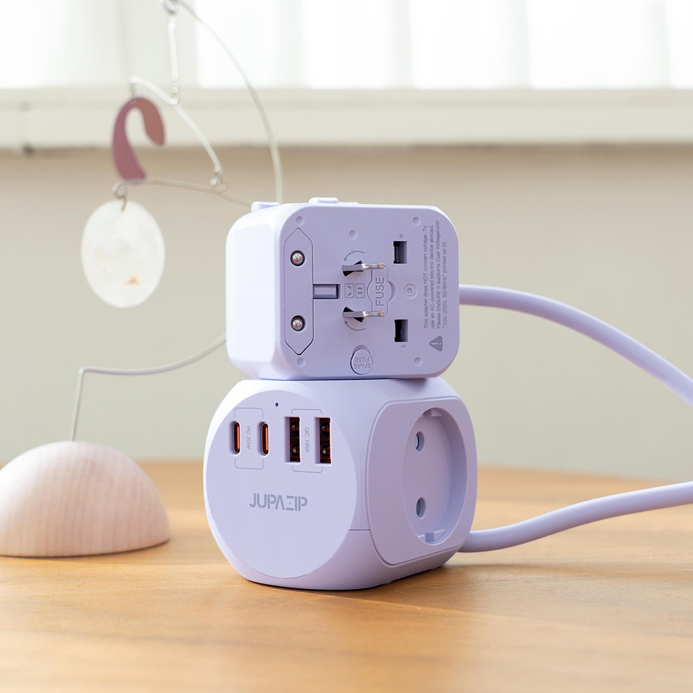 주파집 여행용 멀티탭 어댑터 AD500S 컴팩트 1.8m, 퍼플, 1개