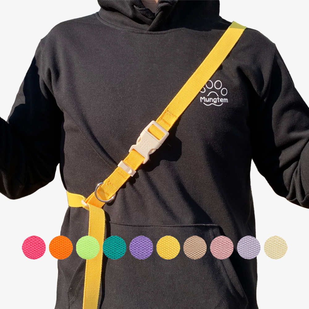 편하게 산책하는 강아지 리드줄, 허리와 어깨에 딱 맞는 2.5미터 팔레트형 산책줄