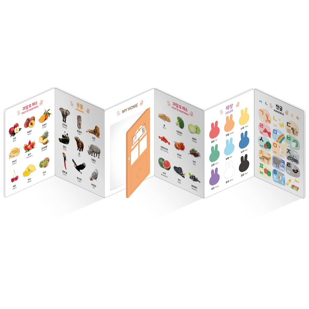 아띠래빗 아기병풍 터미타임 유아 양면포스터 신생아 아기벽보 한글 병풍책 스탠다드 1P(6장)