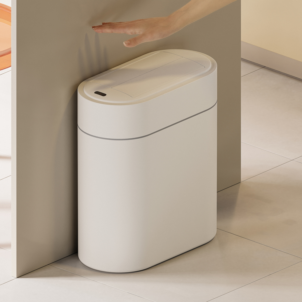 집안에서 편리하게 쓰는 자동 밀폐 휴지통, 냄새 걱정 끝!