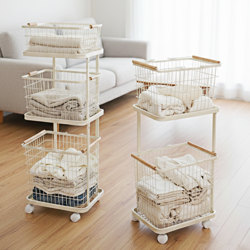 집에서 편하게 쓰는 이동식 3단 빨래바구니, 정말 유용하네요!