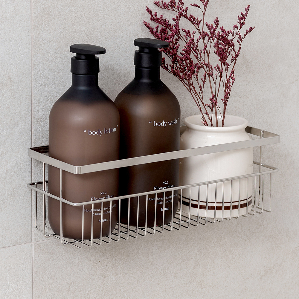 쉽고 깔끔하게 욕실 정리하는 방법, 강력한 접착식 선반 추천!