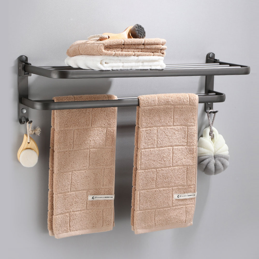 집안 욕실을 깔끔하게! 은회색 무타공 수건걸이 선반 추천