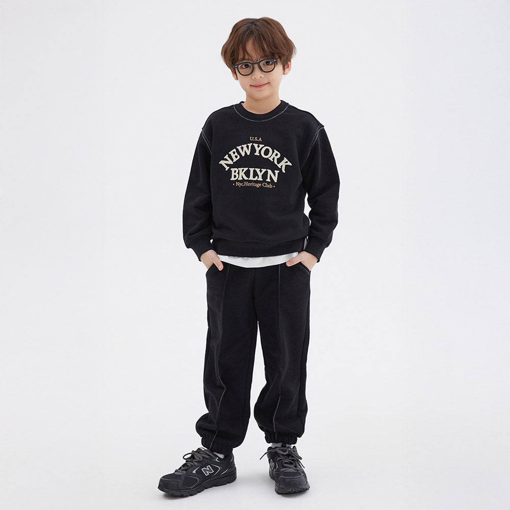 [1차 리오더][블루, 블랙] 스파오키즈 레터링 상하세트 SPSMG23KU2