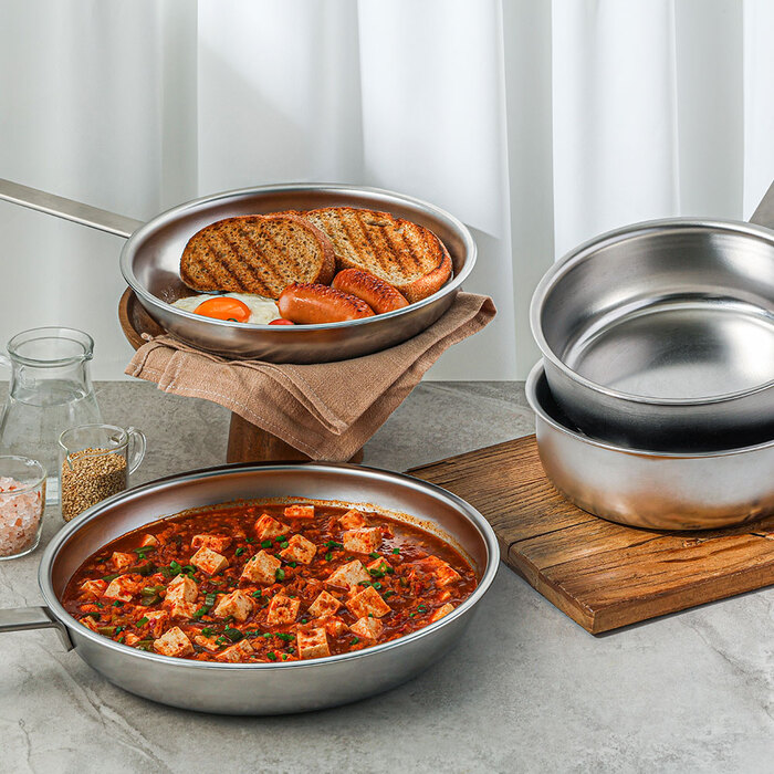 퍼기 무연마제 통5중 무연마 스텐 316 궁중팬 쿡웨어 멀티팬/후라이팬 24cm