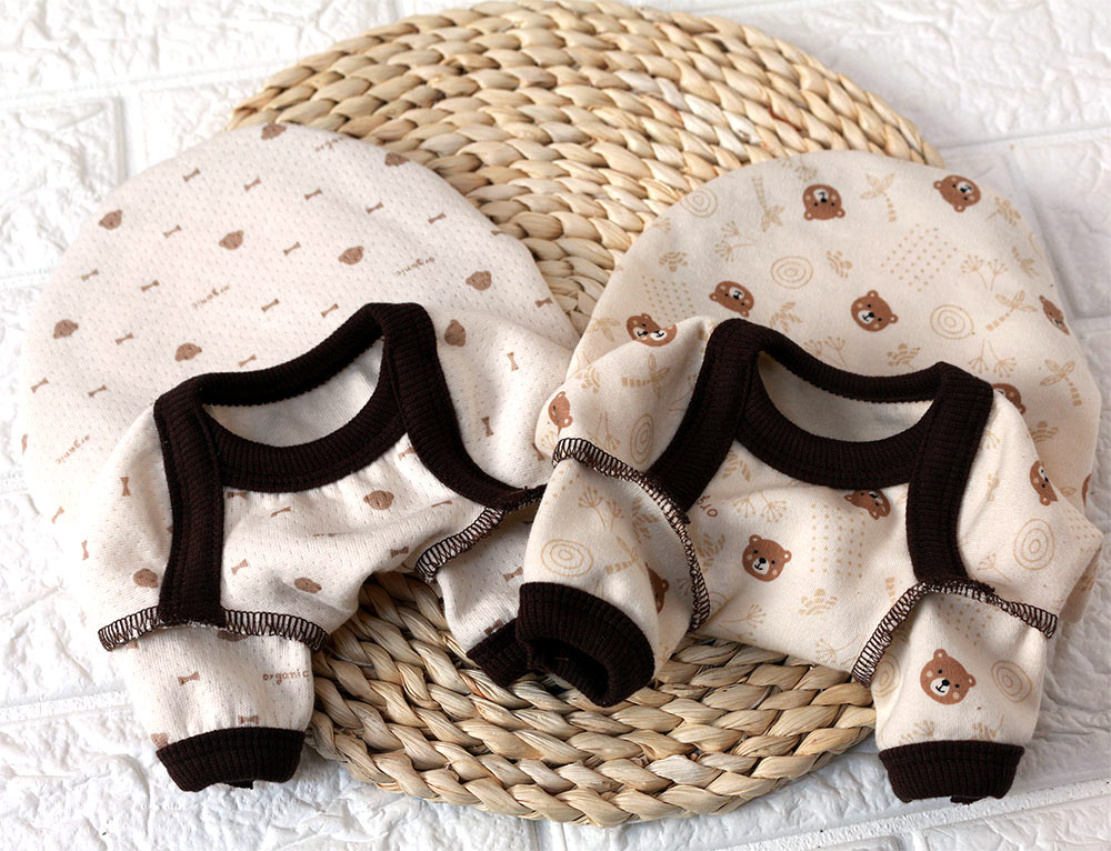 강아지옷 오가닉 반팔 순면 가디건 꿀잠 내복 실내복 애견 잠옷 미니비스켓 XS