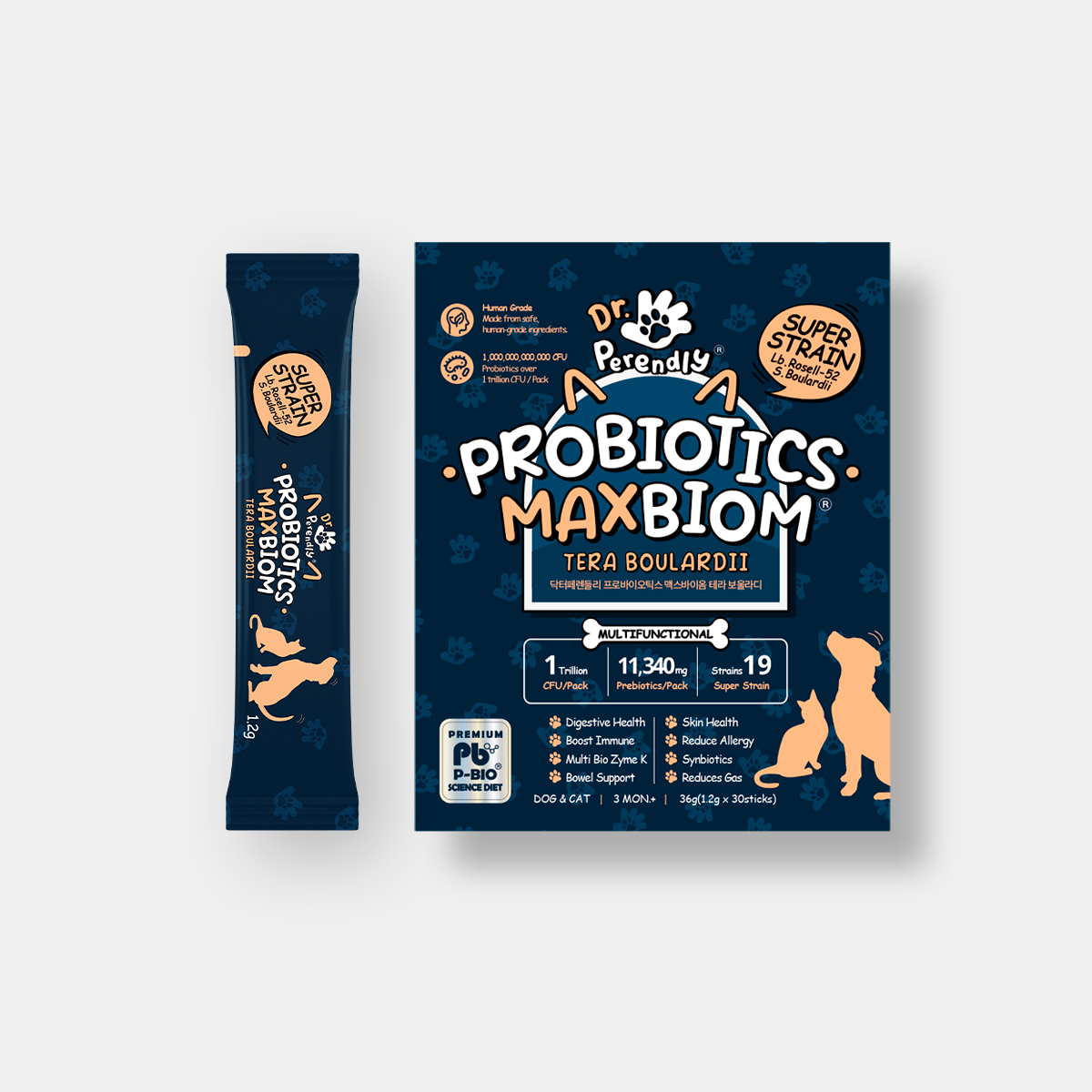 닥터페렌들리 맥스바이옴 강아지 고양이 유산균 장건강 설사 변비 면역력 30포, 2개