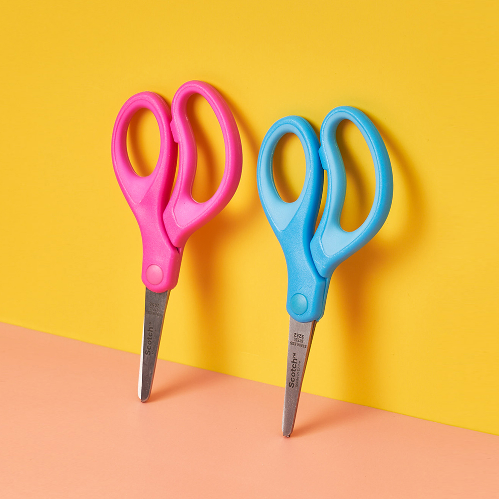 3M 스카치 어린이 유아용 안전 양손가위 블루 핑크 5인치