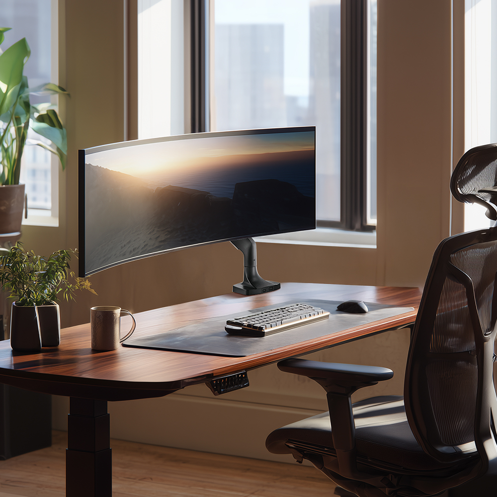 더함 모니터암 고중량 헤비 싱글 모니터 거치대 81.3cm(32인치) 114cm(45인치)