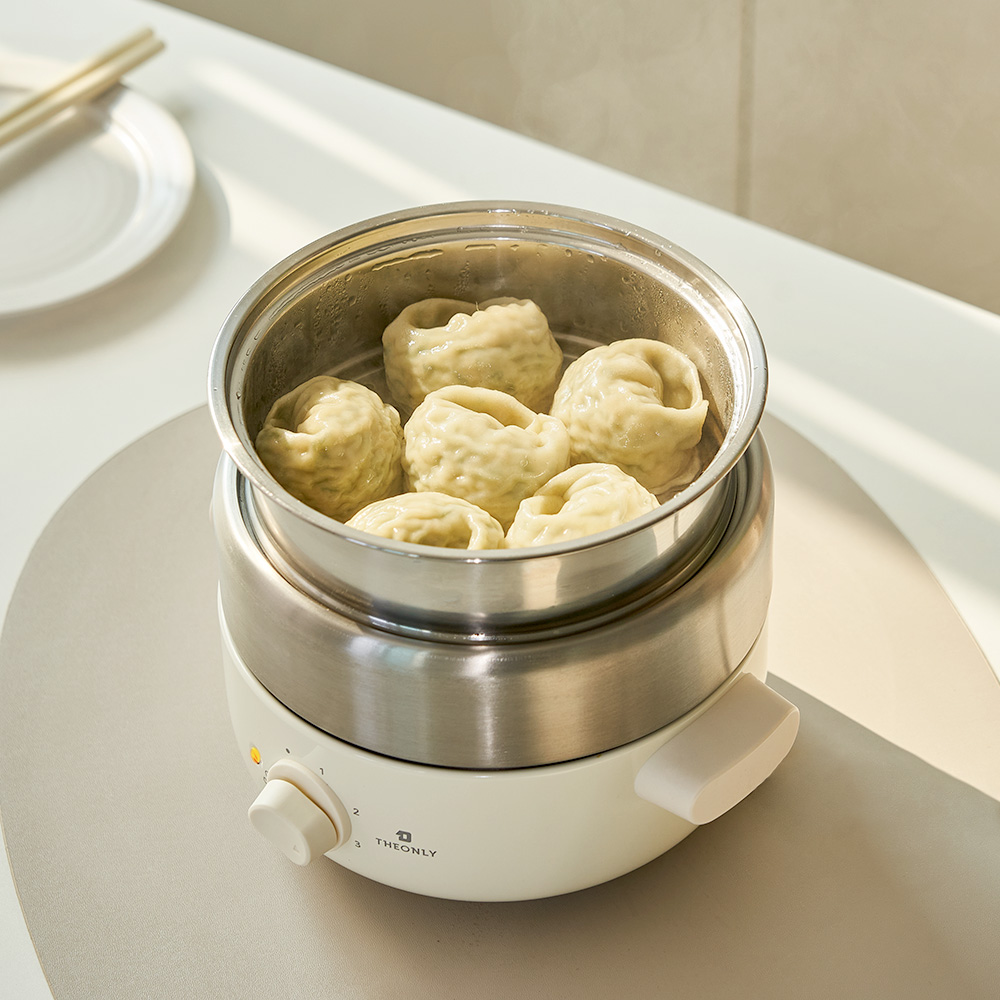 [1차 예약판매] 디온리 올스텐 4in1 분리형 계란찜기 멀티쿠커 전골냄비 전기그릴 라면포트 NJM221CW