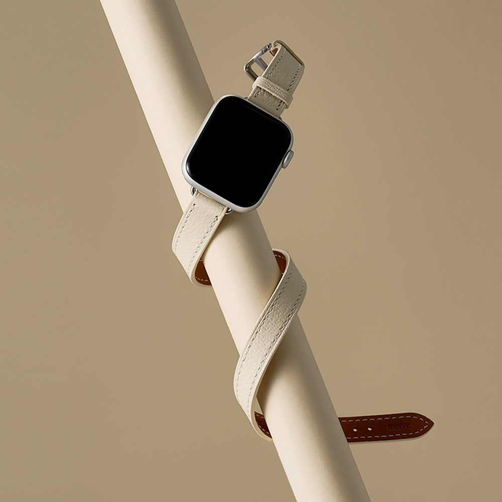 모이브 애플워치 11 10 9 8 6 SE 3 2 호환 가죽 슬림 스트랩 더블 투어 두줄