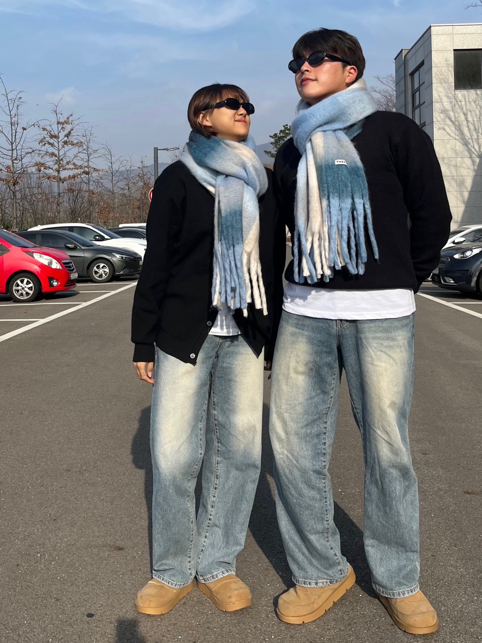 커플머플러 체크목도리 빅머플러 두꺼운목도리 목돌이