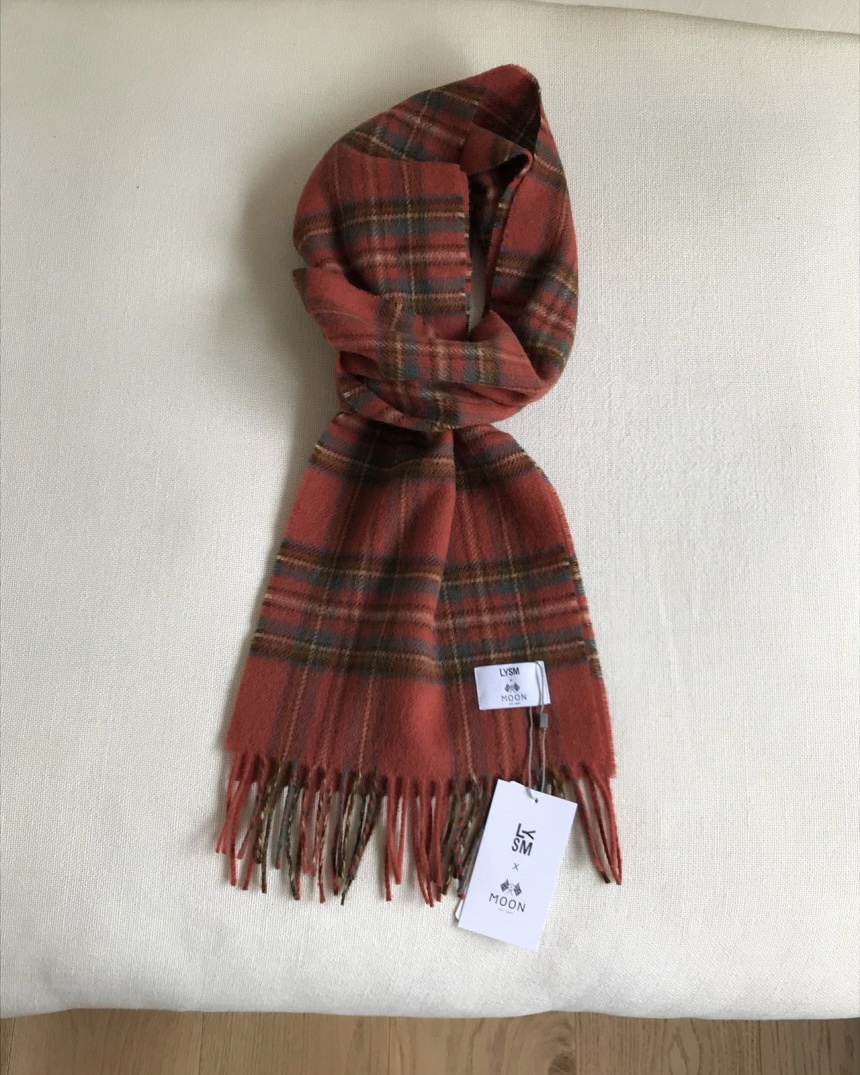[일부당일] 러브유쏘머치 아브라함문 체크 머플러 울100 문 체크 목도리 (7c)