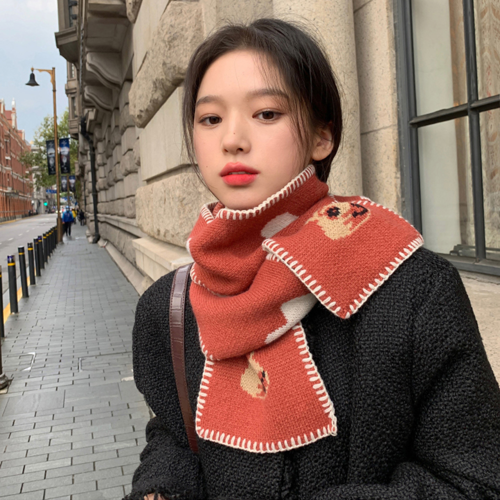쁘띠 머플러 여자 울 목도리 미니 숏 니트 머플러