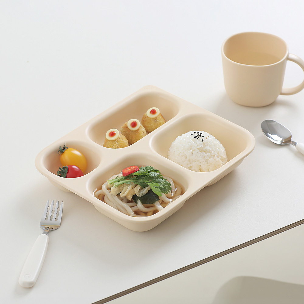 유아 식판 식기 탁가온 네모 깊은 4구식판 원플레이트 미끌림방지 아기 유아 어린이 유치원 어린이집