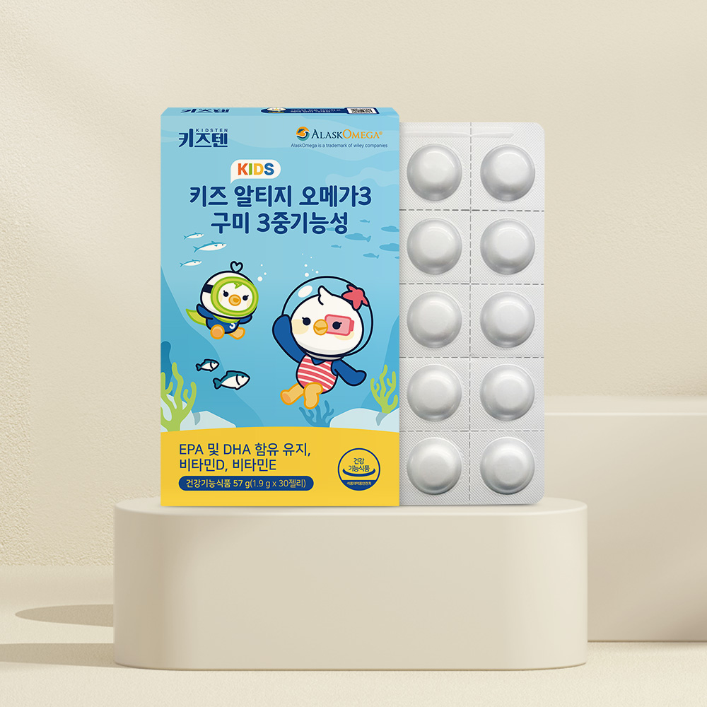키즈텐 알티지 오메가3 알래스카 순도80% 키즈 초등학생 비타민D 젤리 30구미, 4개