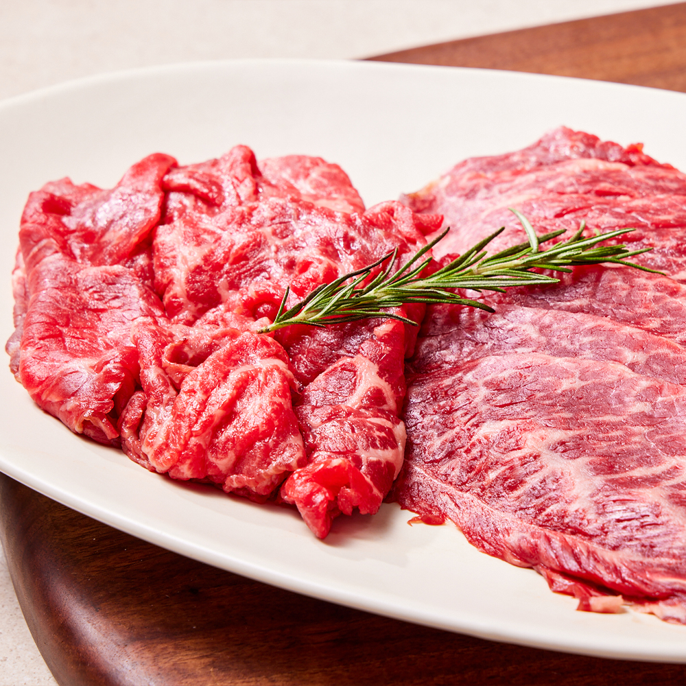 ++1 No.9등급 한우 눈꽃로스구이 모듬 200g+200g 소고기 구이용