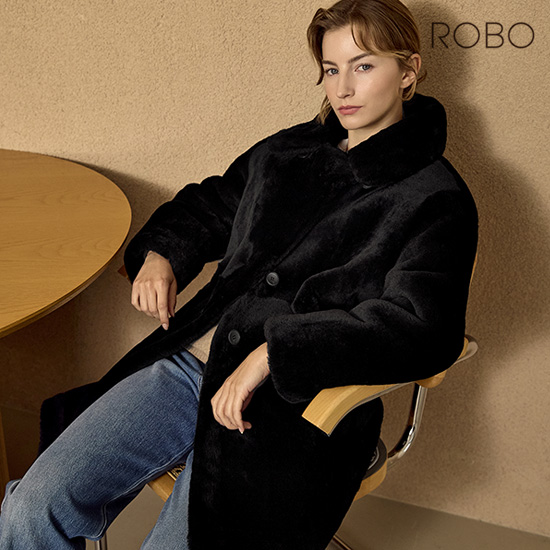 [로보] 스페인 리버시블 싱글버튼 카라 하프 무스탕 코트 CSC24D190