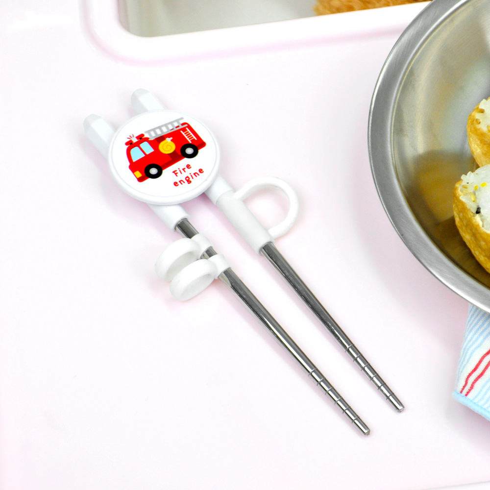 키친유 부릉부릉 유아 교정젓가락 1단계 케이스 세트 어린이 연습용 유치원 자동차 젓가락