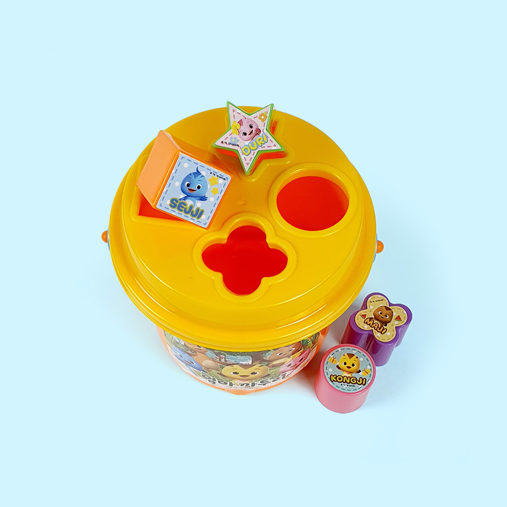 엄마까투리 컵쌓기 놀이 보관통+컵10개+도형4개