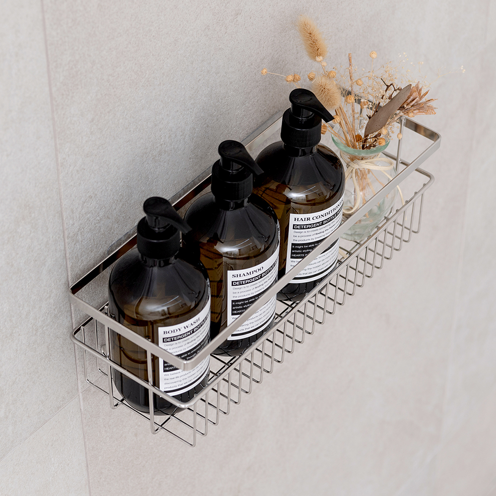 쉽고 깔끔하게 욕실 정리하는 방법, 강력한 접착식 선반 추천!