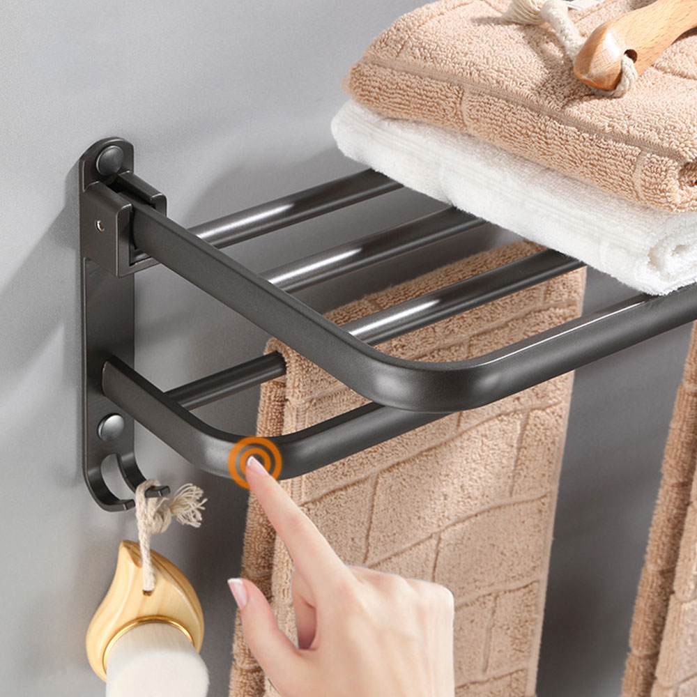 집안 욕실을 깔끔하게! 은회색 무타공 수건걸이 선반 추천