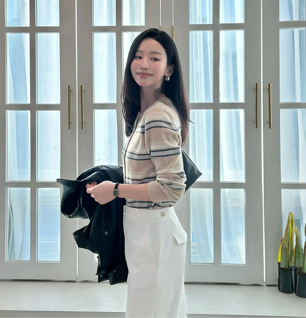 [클라비스] 울100 멀티 스트라이프 가디건_CVCKG1101M