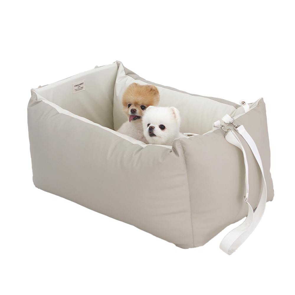 초코펫하우스 강아지 카시트 애견 차량용 소형 중형 대형 로얄 사각 카시트 아이보리, 싱글