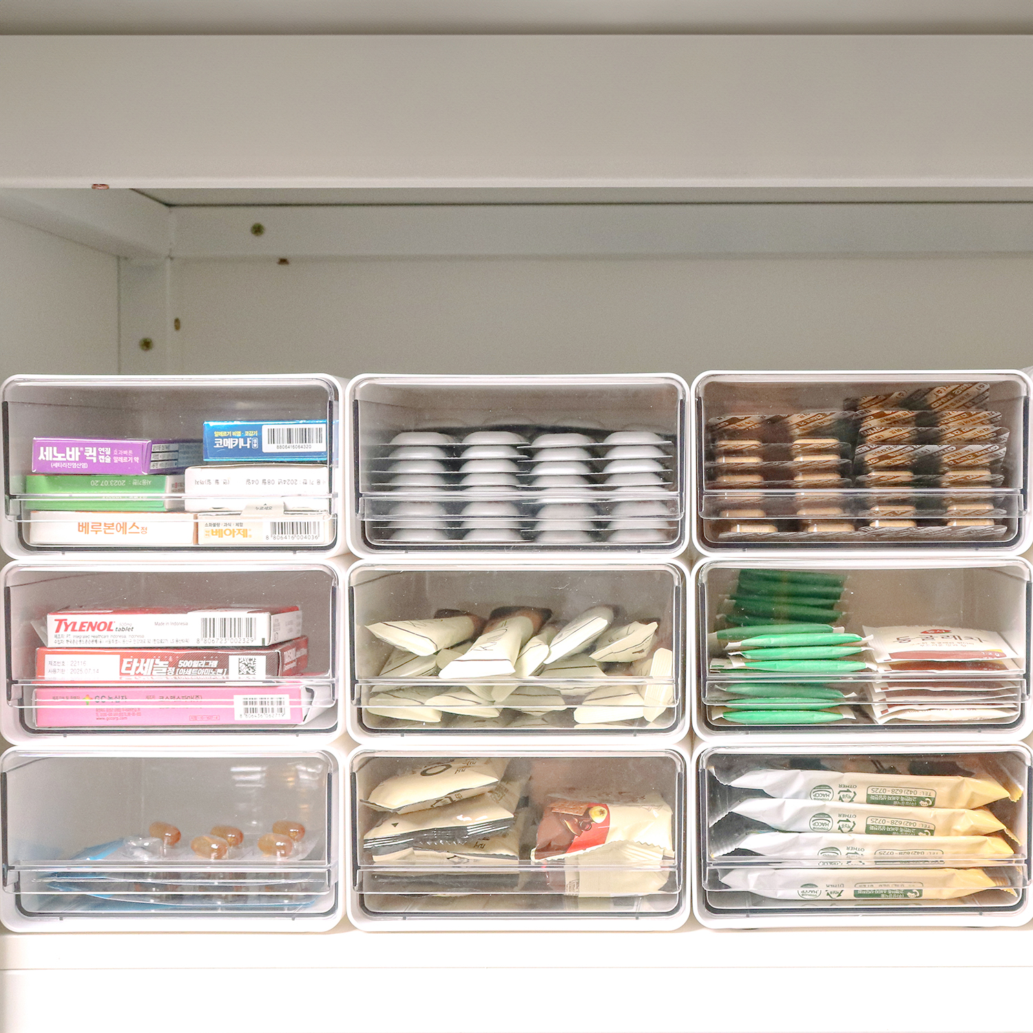 코드86 서랍형수납함 투명 리빙박스 펜트리 서랍 약통 정리함 펜트리수납함 소형