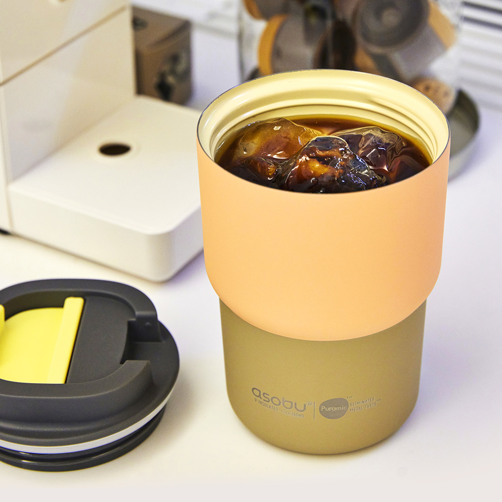 캐나다 아소부 세라믹코팅 스텐 보온보냉 퓨라믹 텀블러 커피익스프레스 360ml