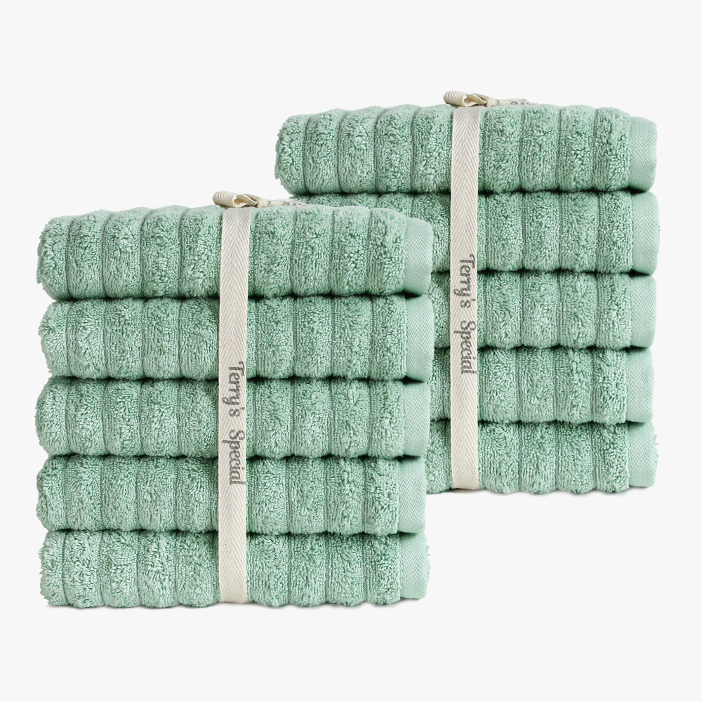 [네이버단독] 테리파머 고중량 200g 웨이브 볼륨 호텔 수건 5장+5장 샤워 페이스 타올 목욕 답례품 타월